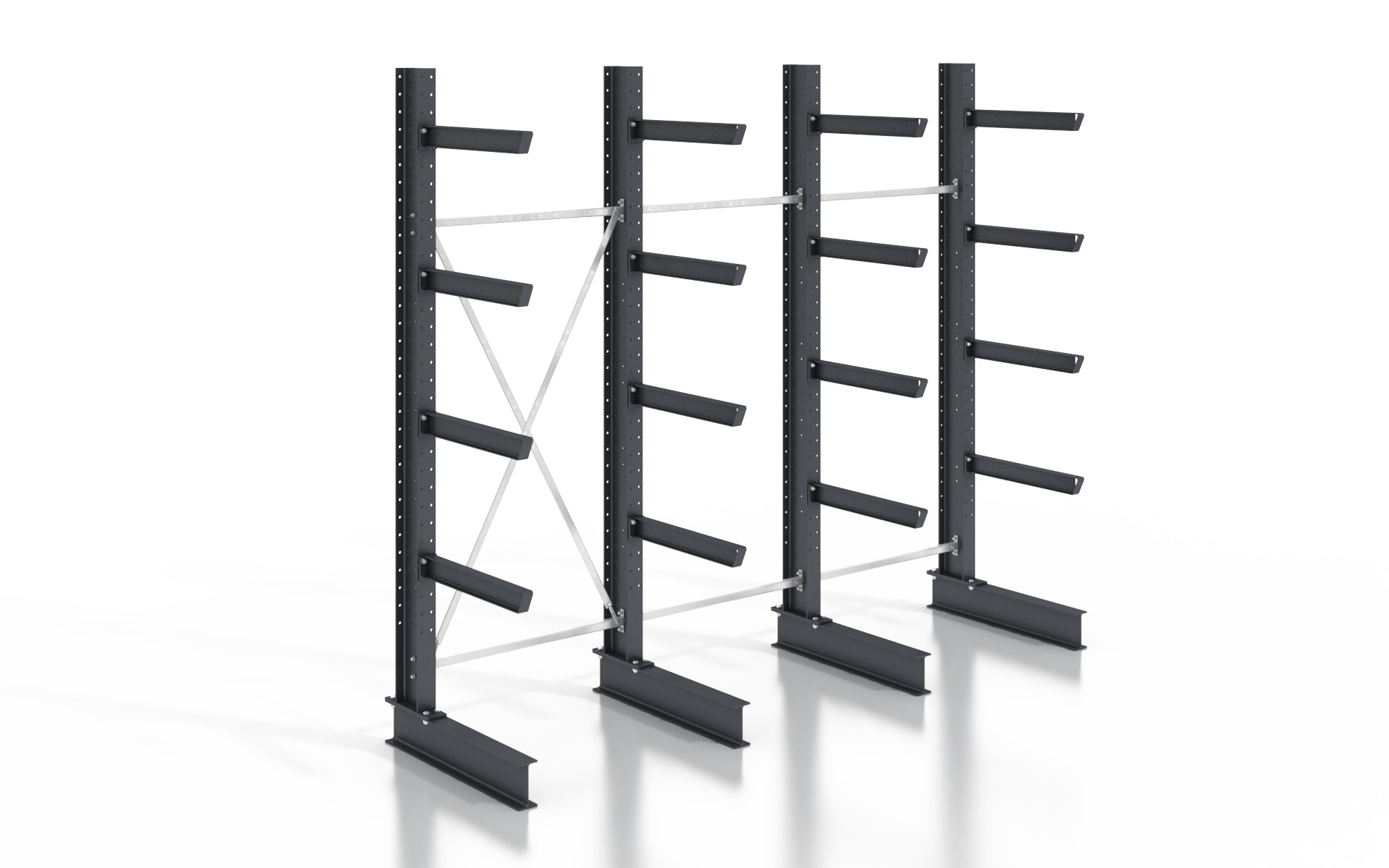 Kragarmregal einseitig 3,84 m – 315 cm | 80 cm Nutztiefe | 500 kg pro Arm | BLT